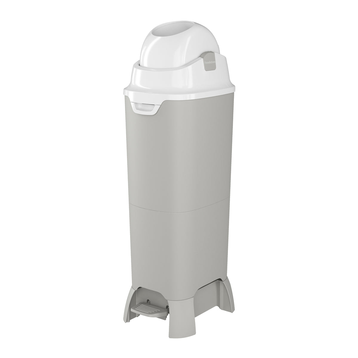 Tall hands-free diaper disposal pail with foot pedal and closed odor-trapping lid