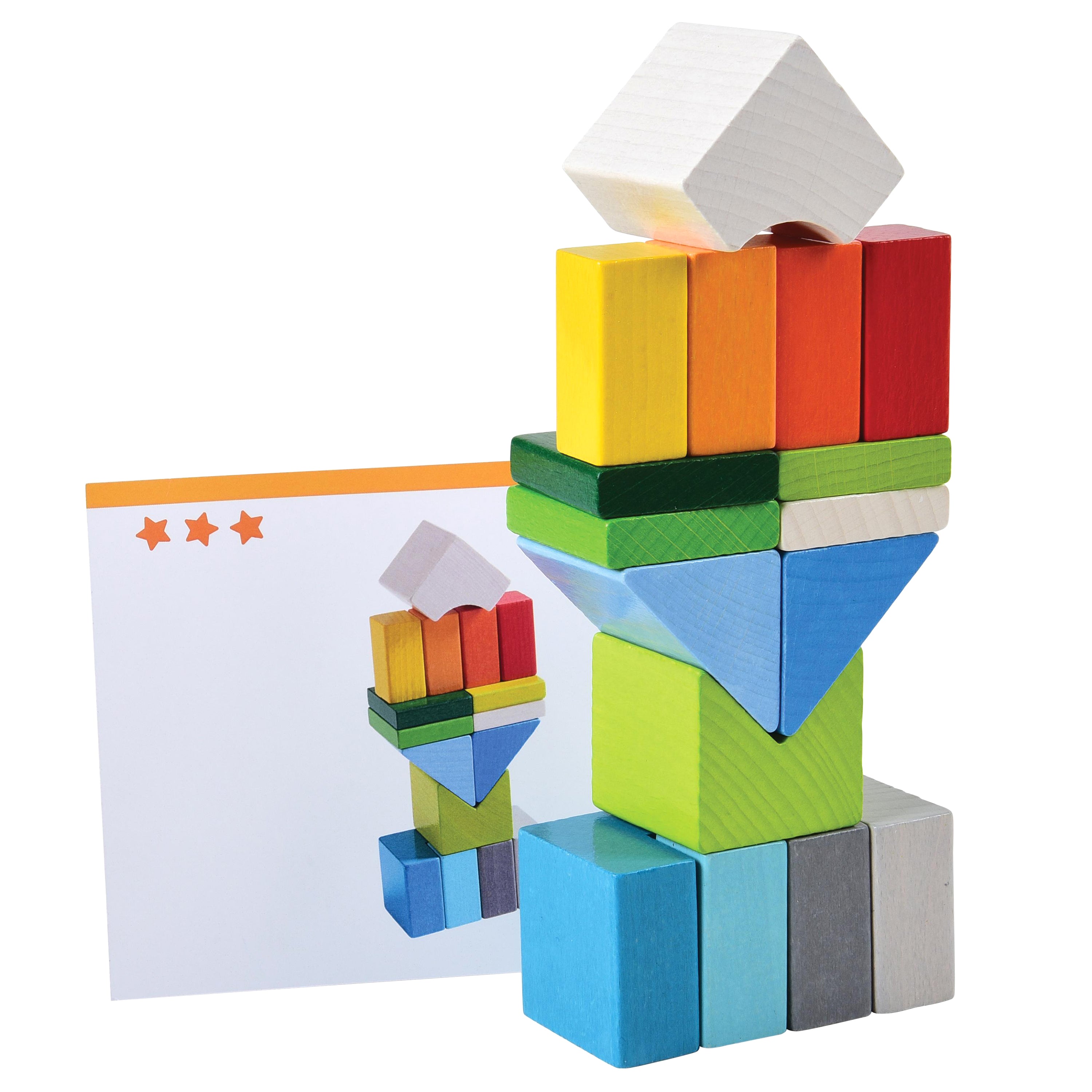 Wooden Building Blocks Set, 19-Piece Montessori STEM Toy for Kids Ages 3+, Colorful Cube Puzzle, Educational Learning