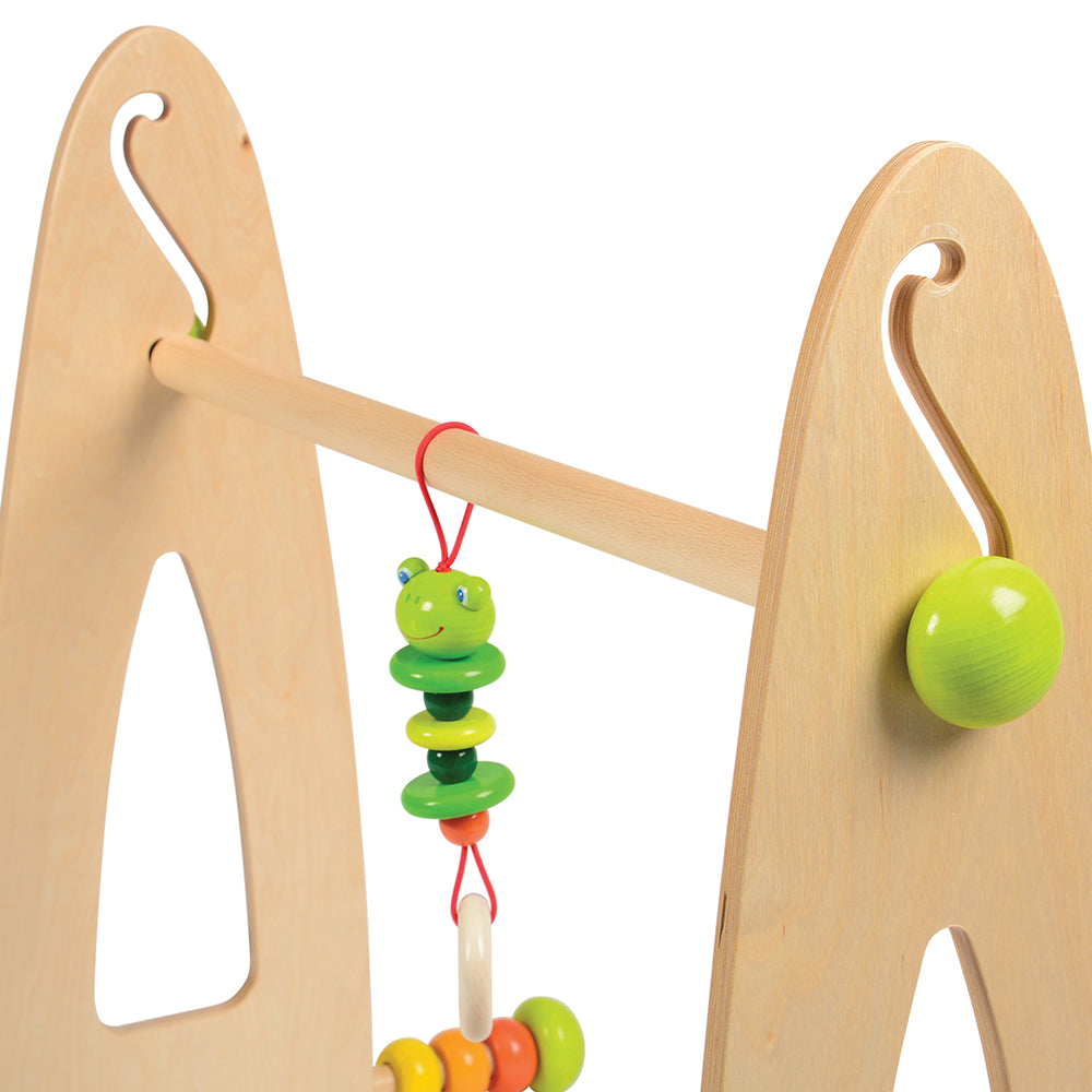 Close-up of Frog Pull Toy on Infant Play Gym