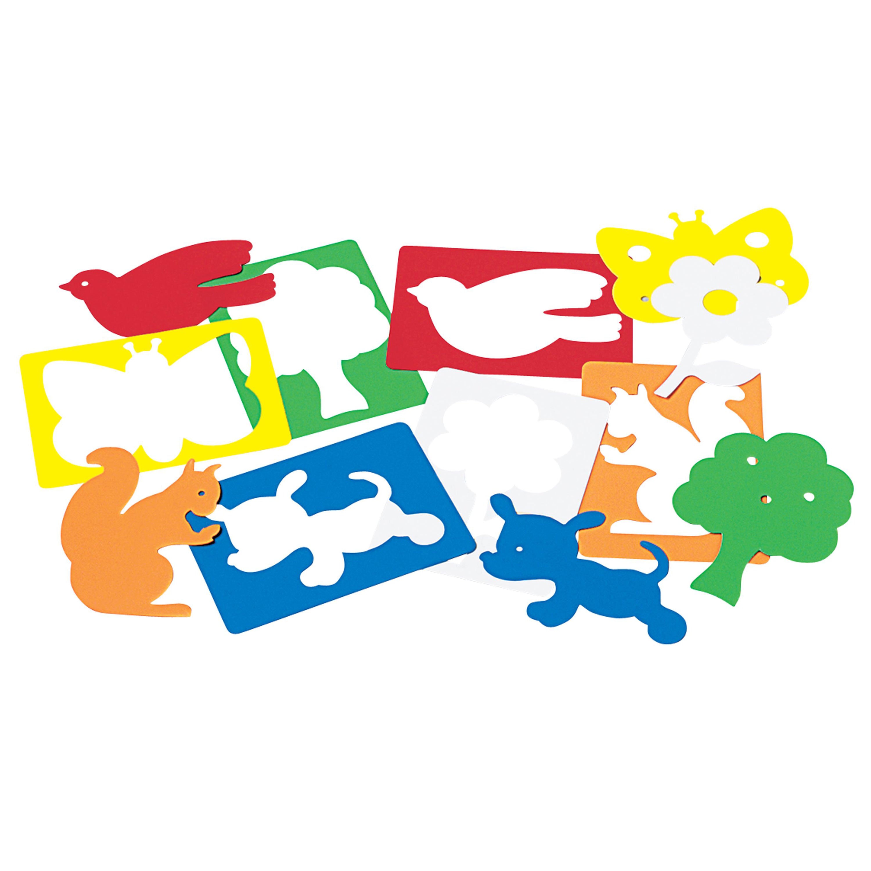 Outdoor-Themed Plastic Art Stencils Set | 6-Piece Washable Drawing Templates