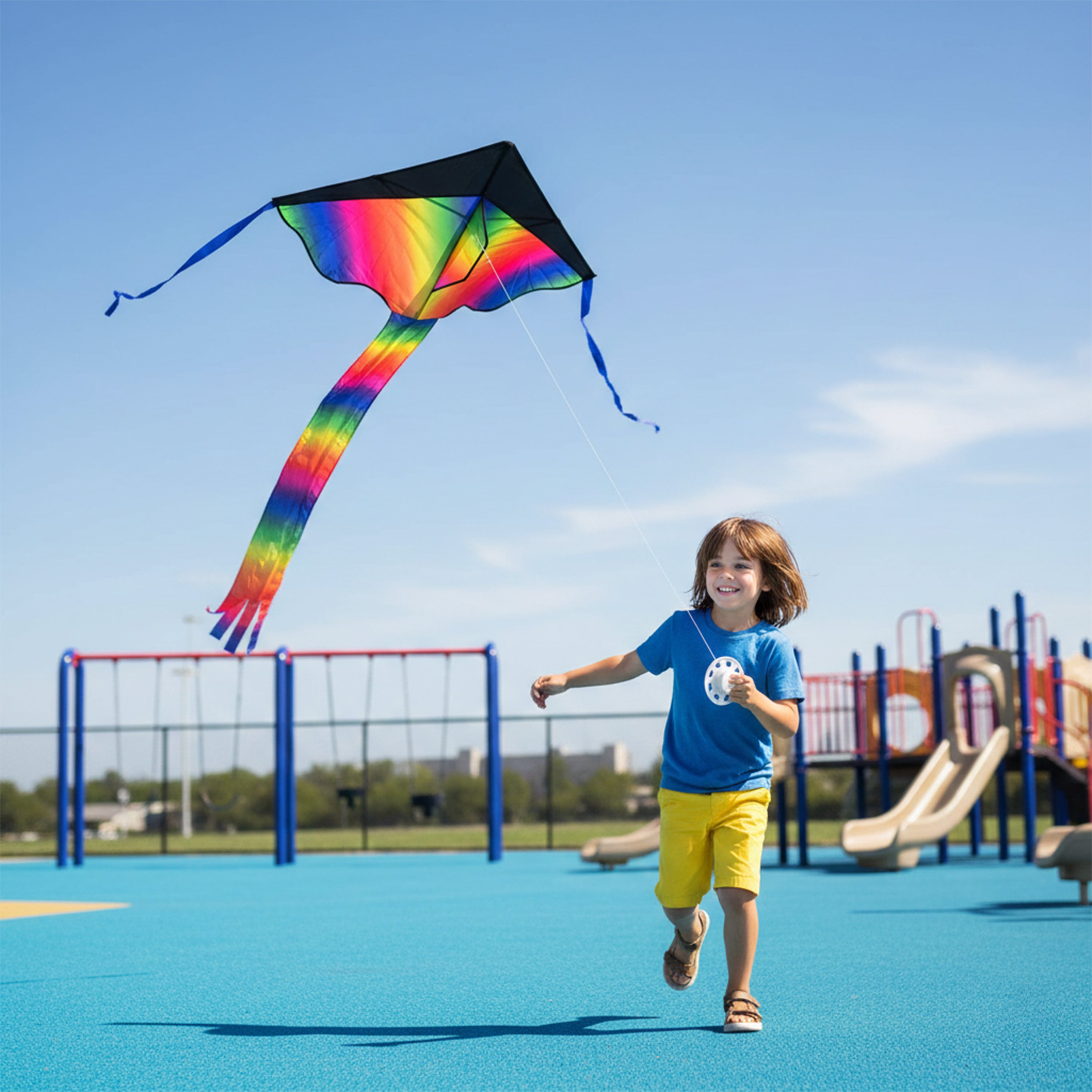 Rainbow Dragon Tail Kite | Easy-Fly Nylon Kite with 41" Wingspan
