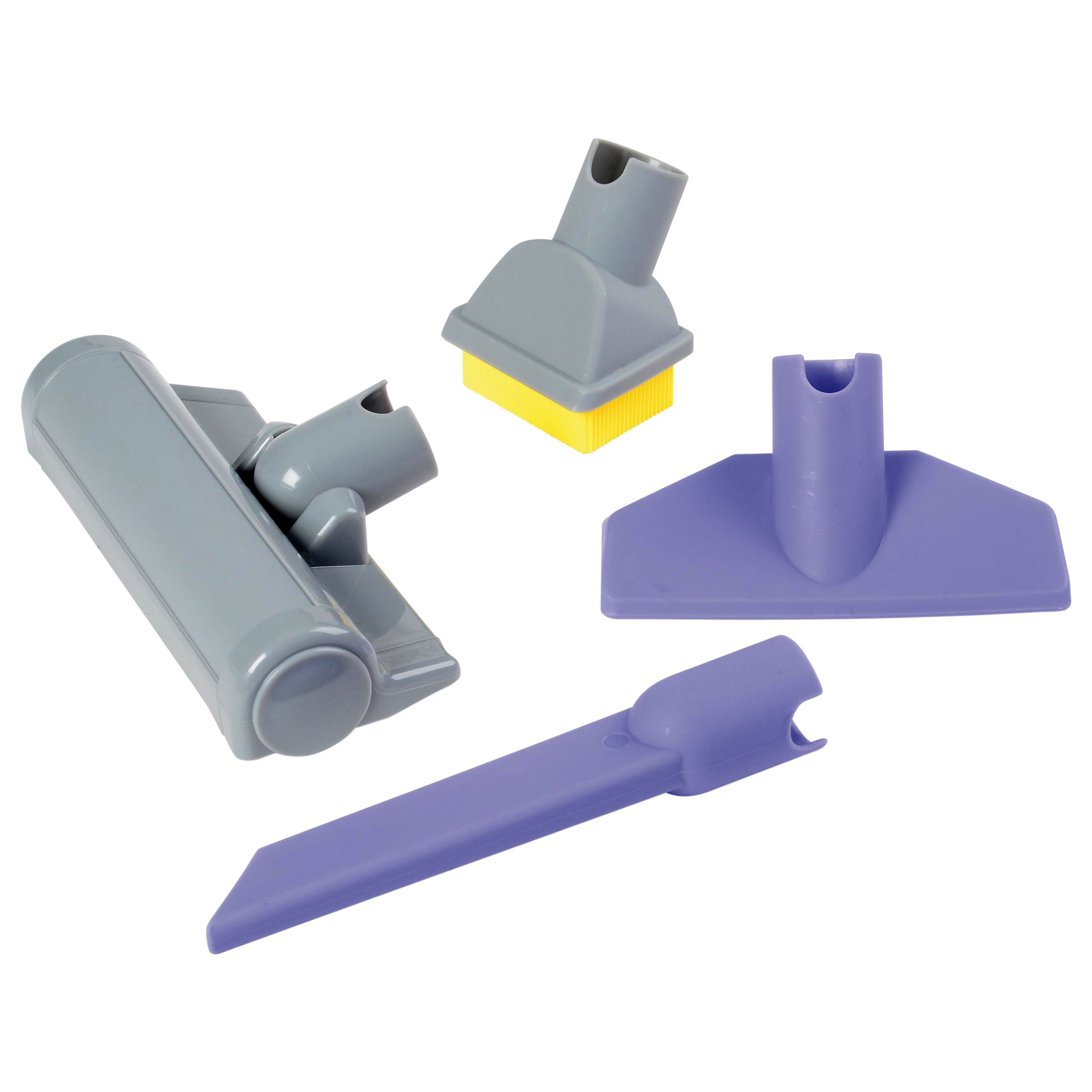 Realistic Handheld Pretend Vacuum with Attachments – Preschool Dramatic Play Cleaning Set