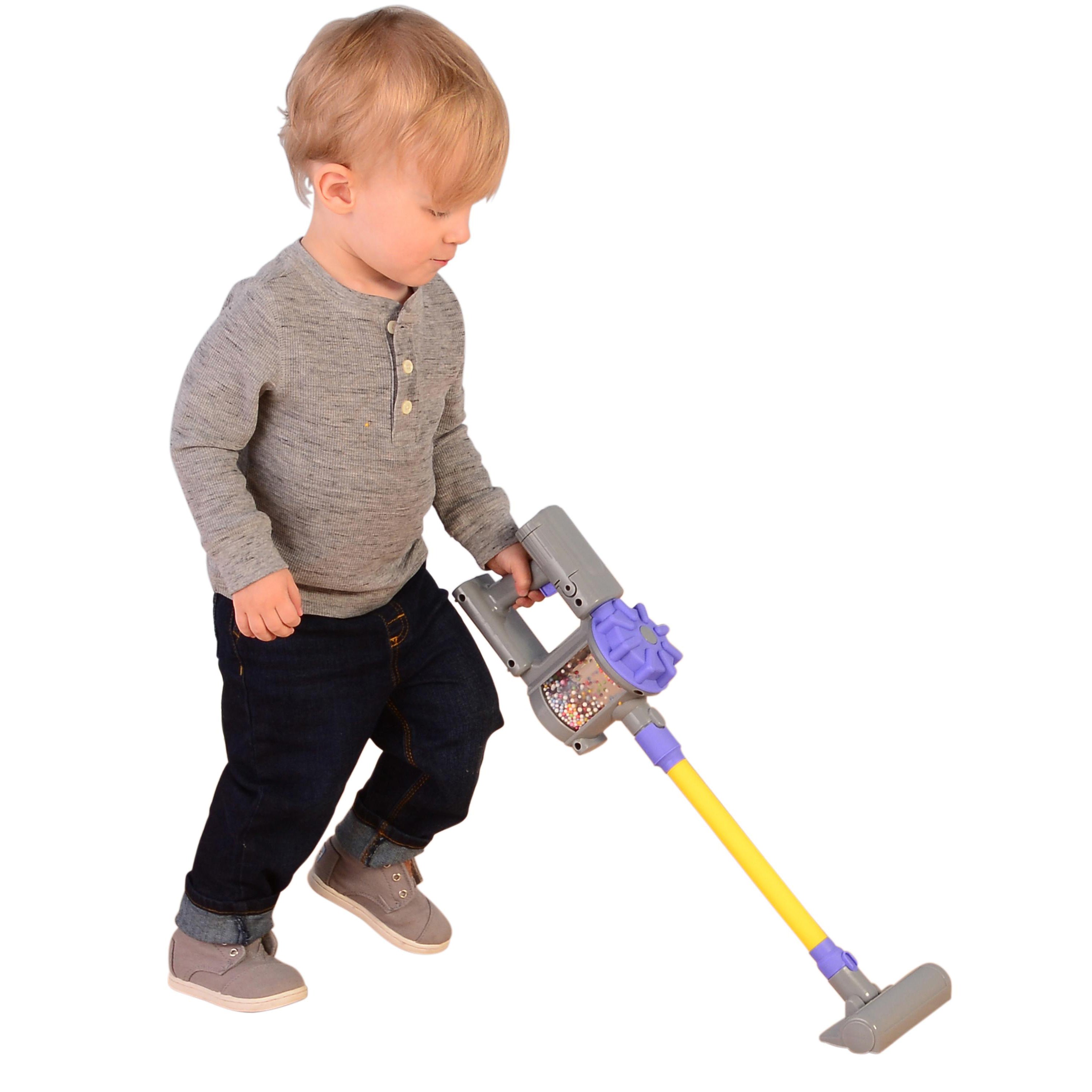 Realistic Handheld Pretend Vacuum with Attachments – Preschool Dramatic Play Cleaning Set