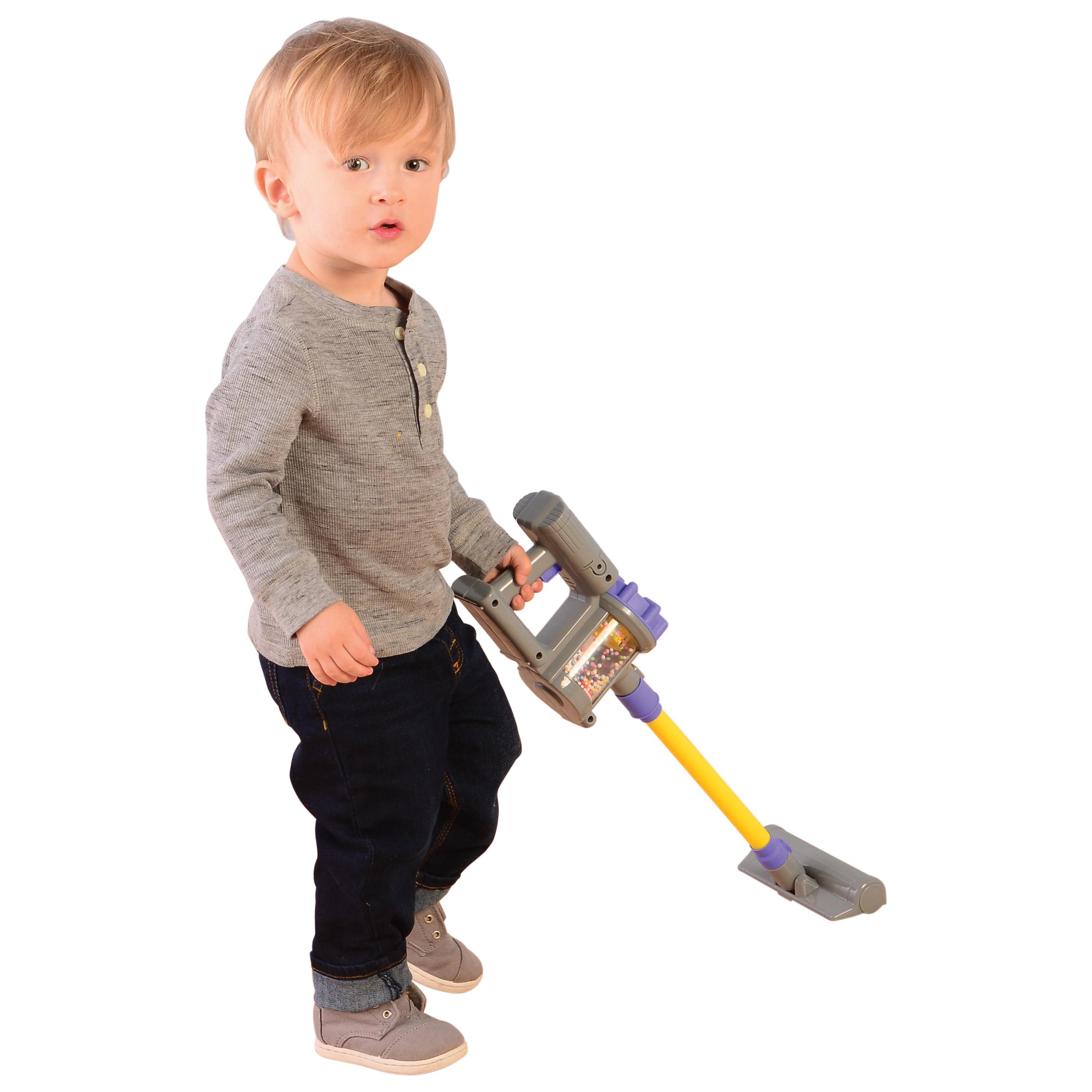 Realistic Handheld Pretend Vacuum with Attachments – Preschool Dramatic Play Cleaning Set