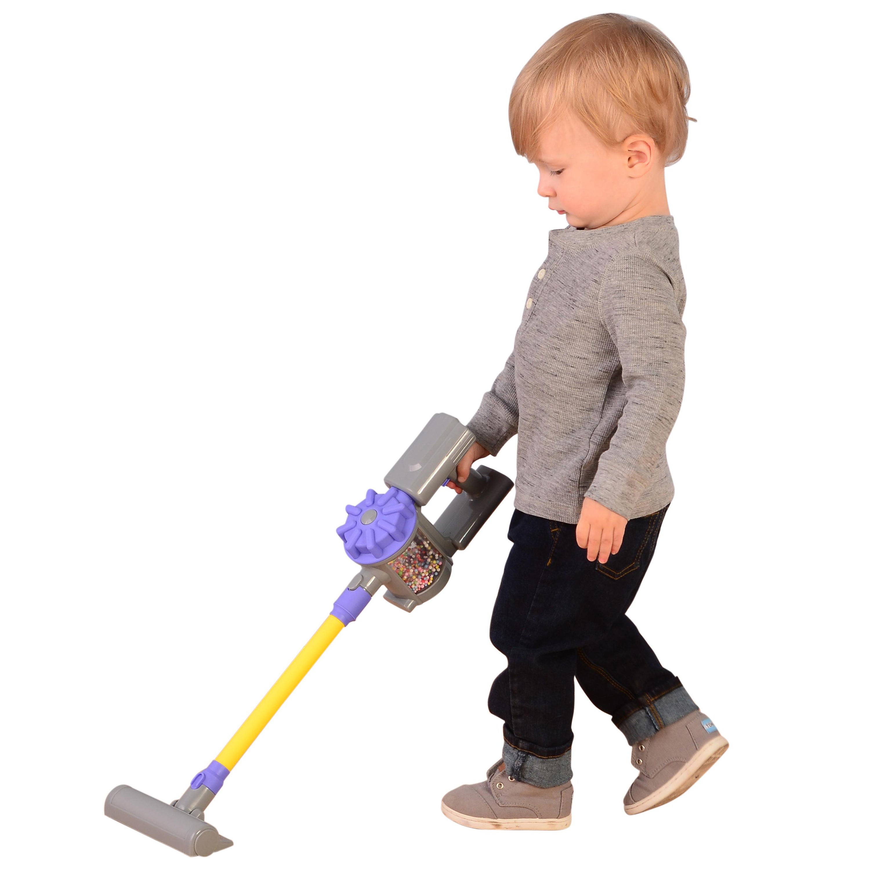 Realistic Handheld Pretend Vacuum with Attachments – Preschool Dramatic Play Cleaning Set