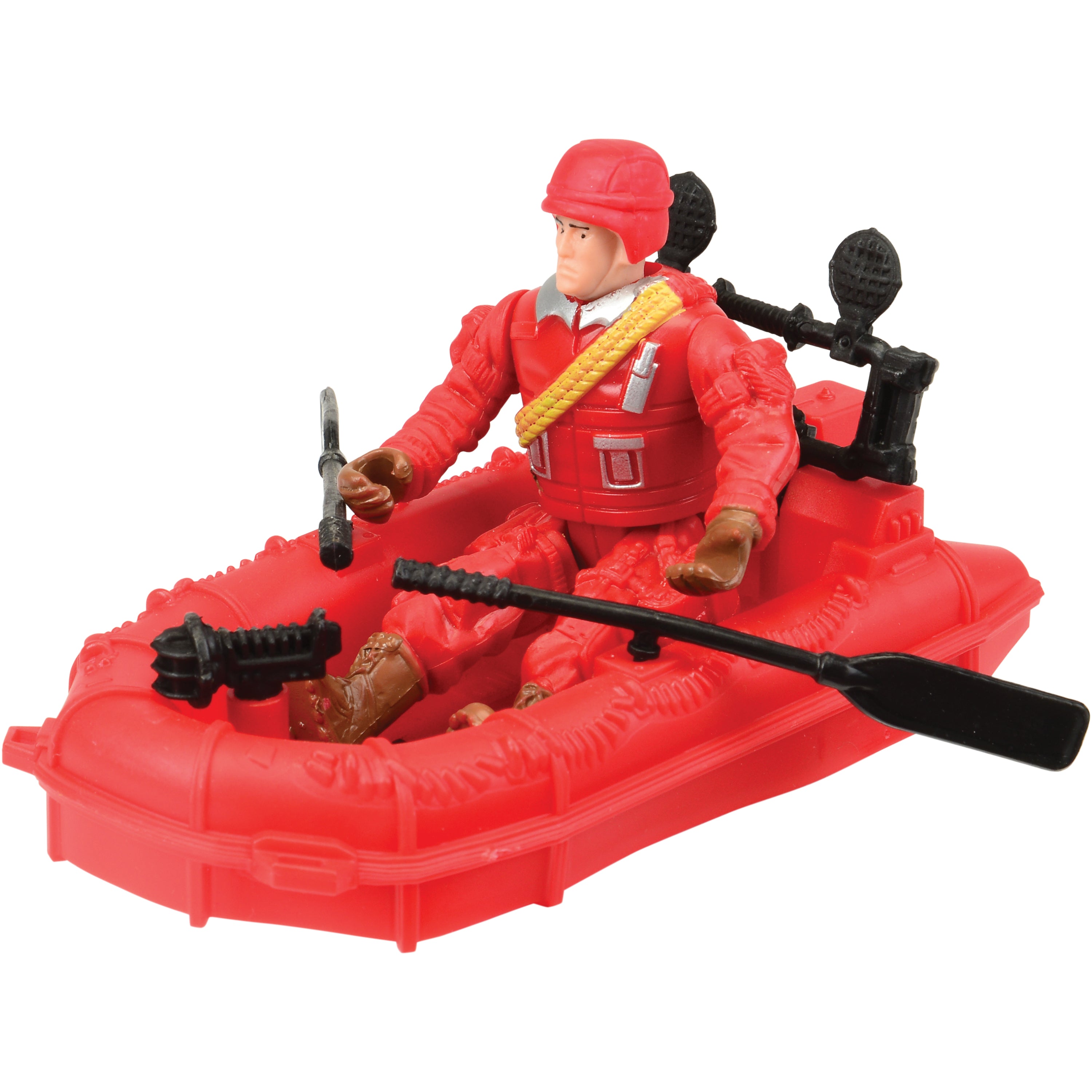 Toy Firefighter Action Figure in Raft