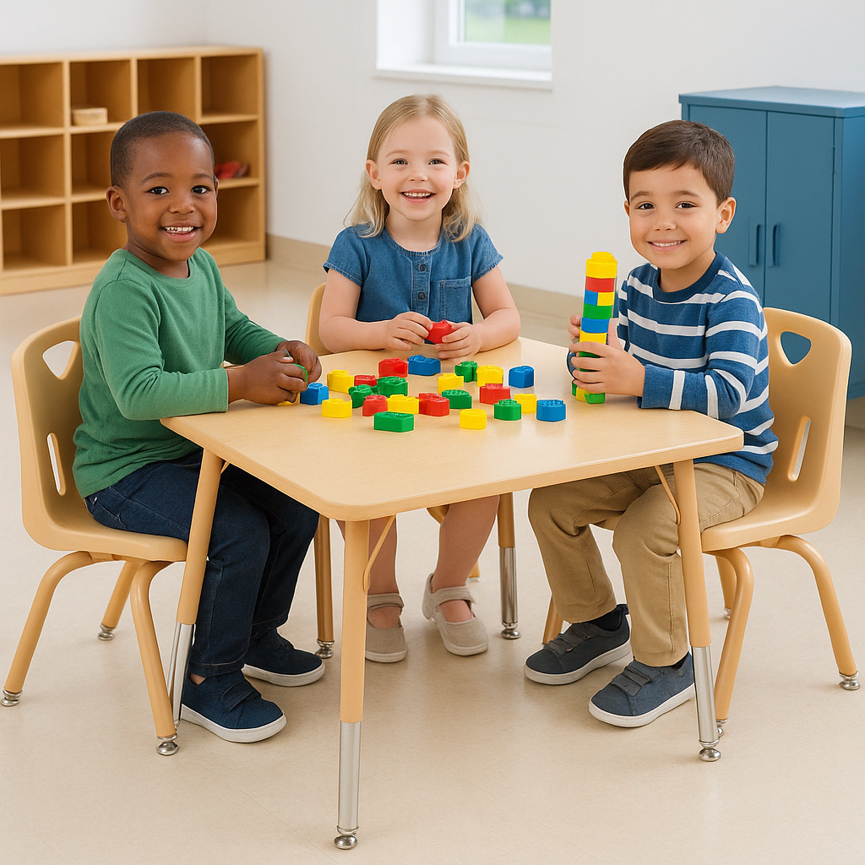 Camel 12" Stacking Chair with Powder-Coated Legs