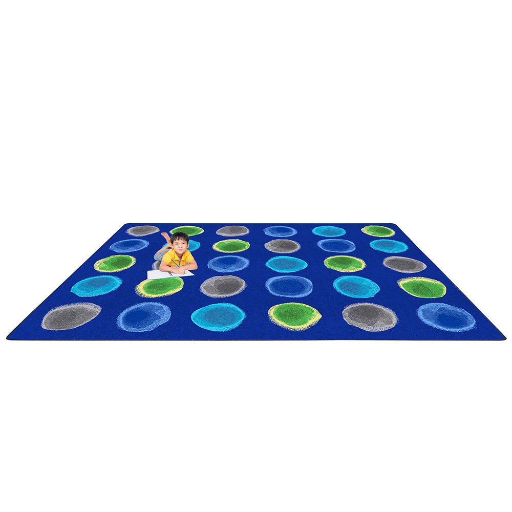 Quiet Time on Marine Watercolor Spots Classroom Seating Rug