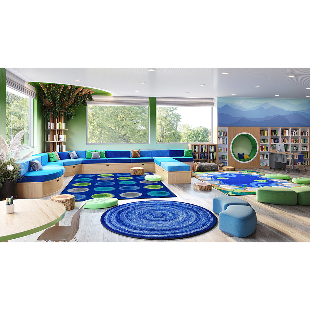 Marine Watercolor Spots Classroom Seating Rug in the classroom