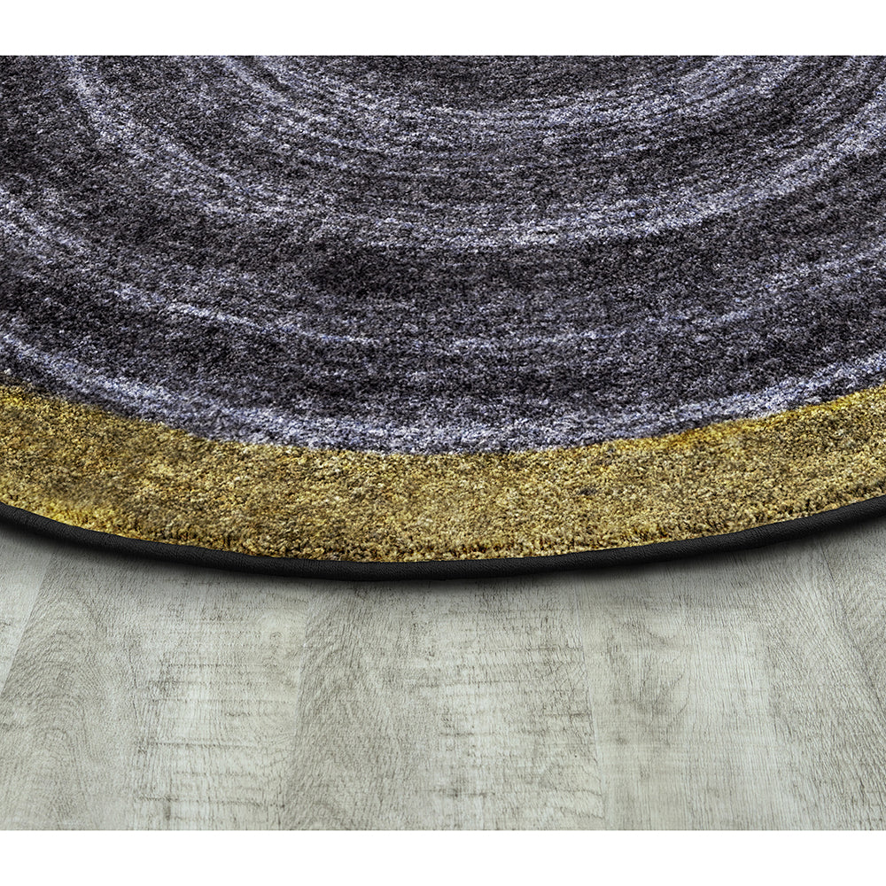 Serged Nylon Edges of Slate Circular Area Rug