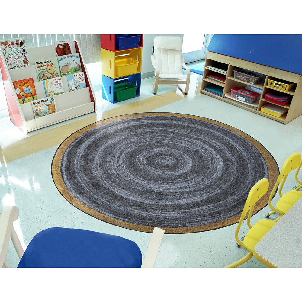 Slate Circular Area Rug on display in classroom