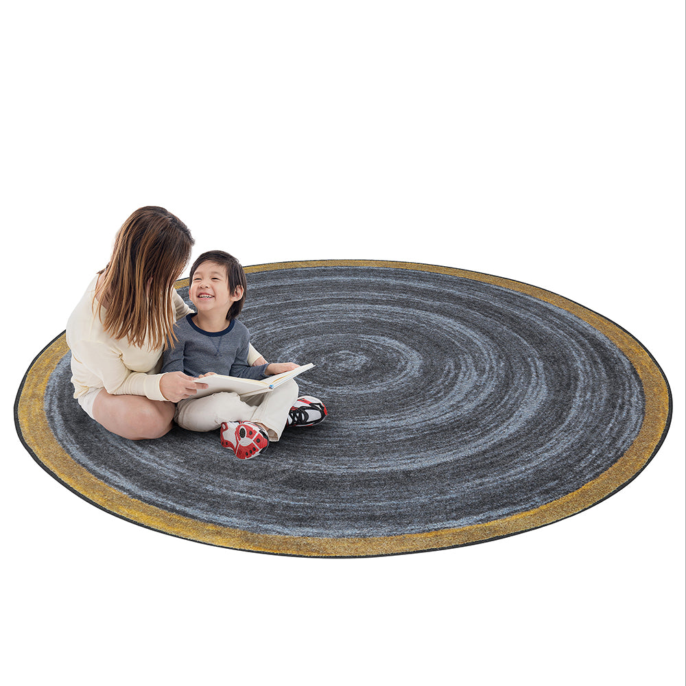 Reading Together on Slate Circular Area Rug