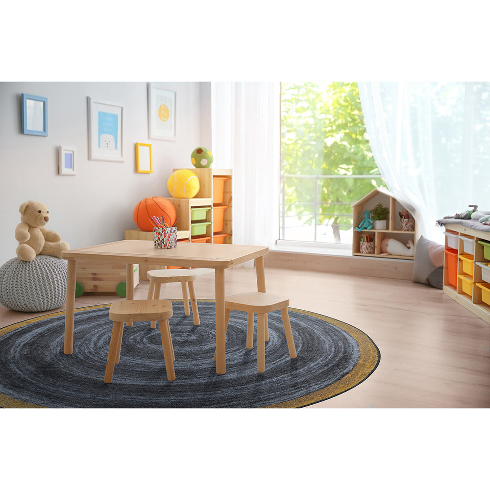 Slate Circular Area Rug on display in playroom