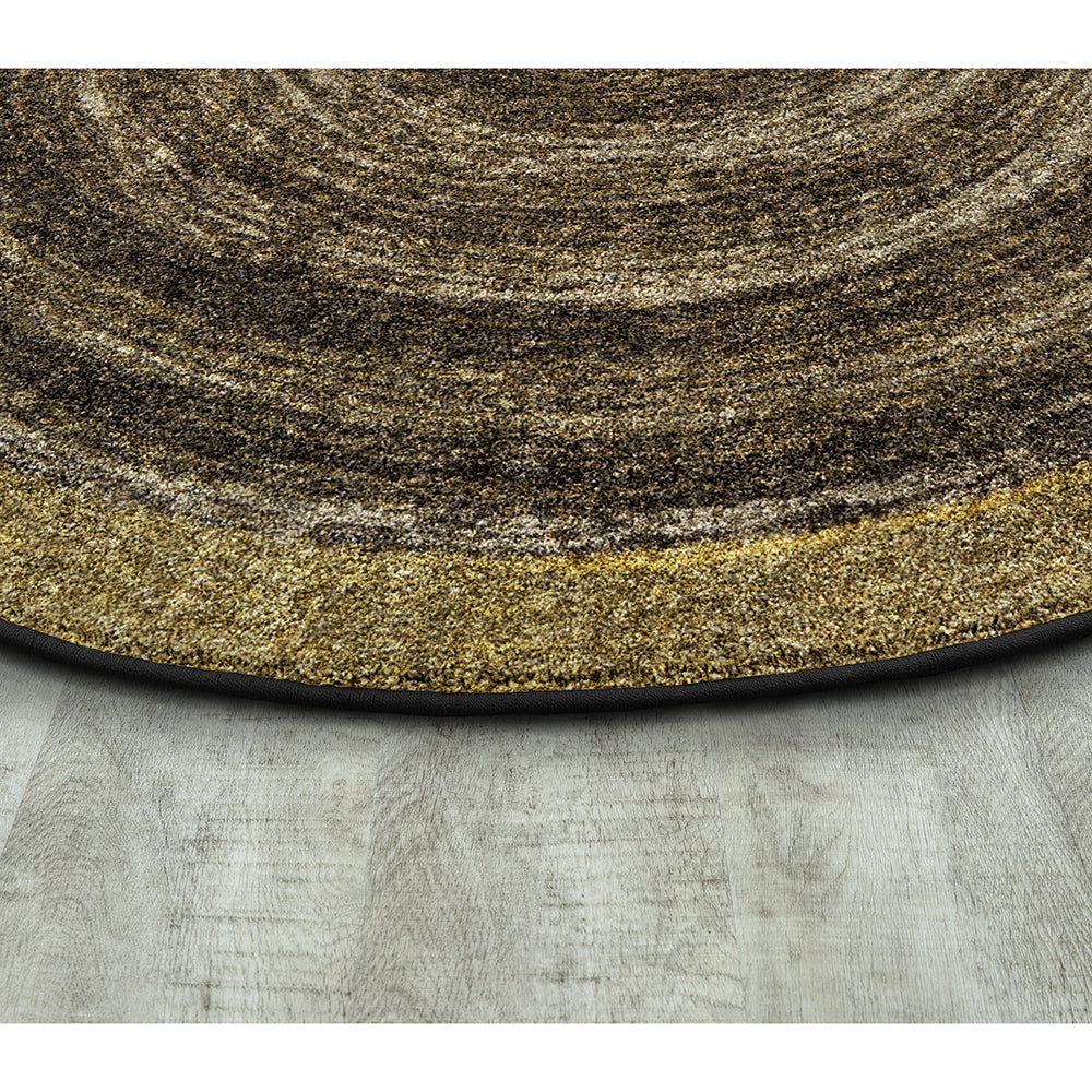 Serged Nylon Edges of Feeling Natural Walnut Circular Area Rug