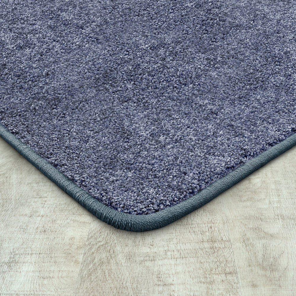 Serged Edges of Rectangular Glacier Blue Area Rug