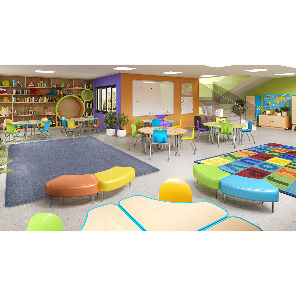 Rectangular Glacier Blue Area Rug in the Classroom