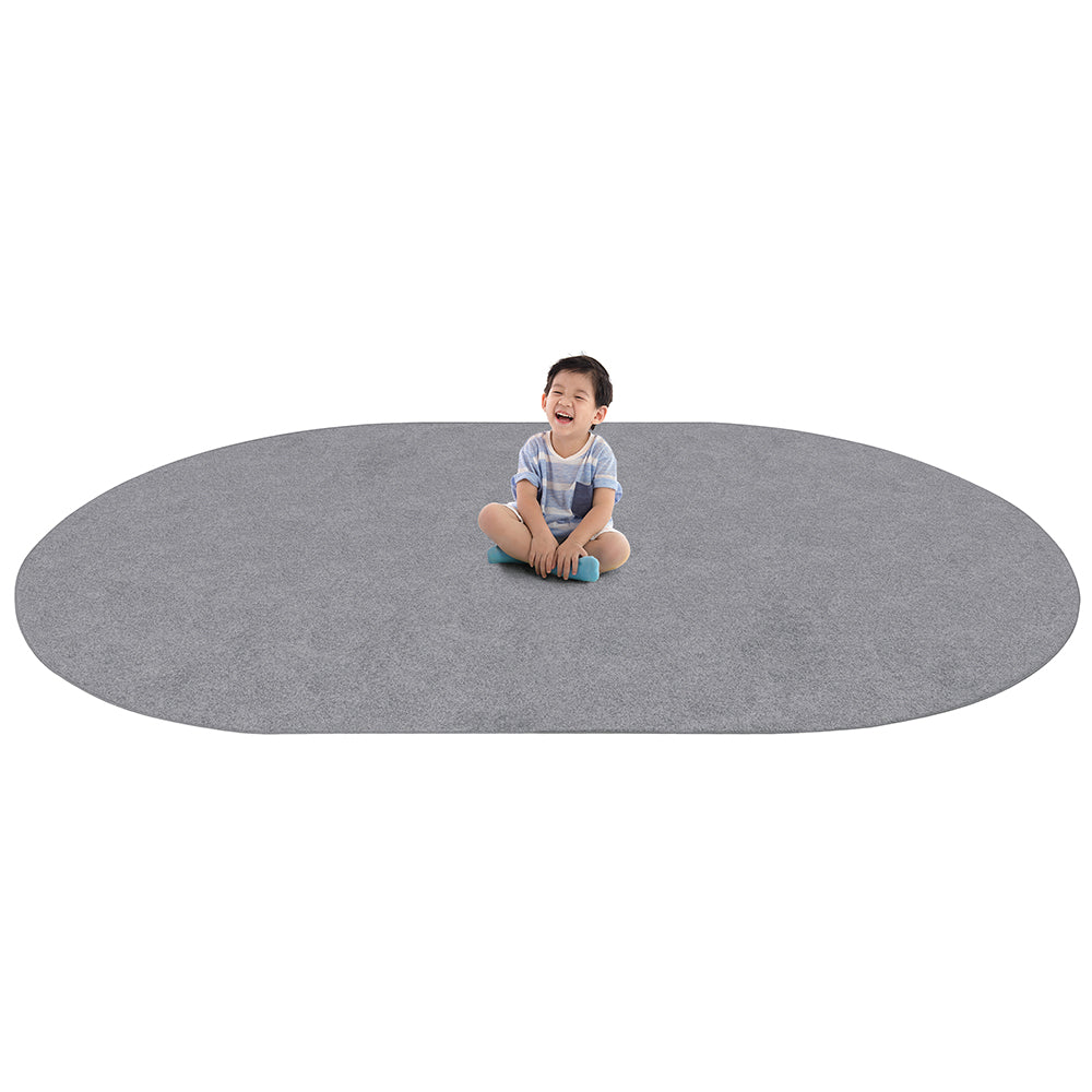 Child Friendly Oval Silver Area Rug