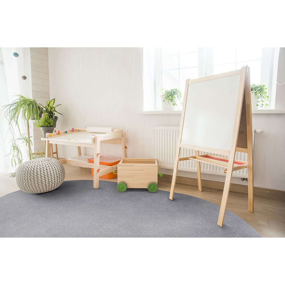 Endurance Oval Silver Area Rug in Classroom