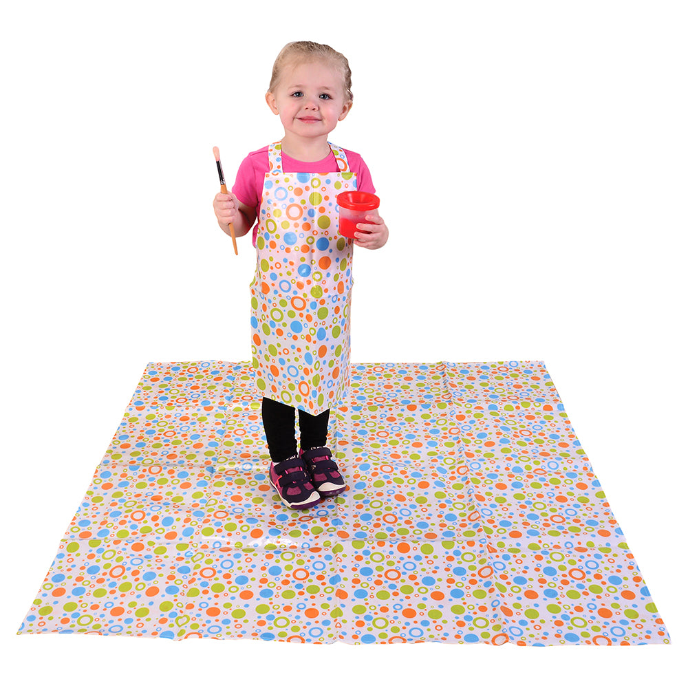 Durable Vinyl Splat Mat & Apron Set | Toddler Art Mess Protection