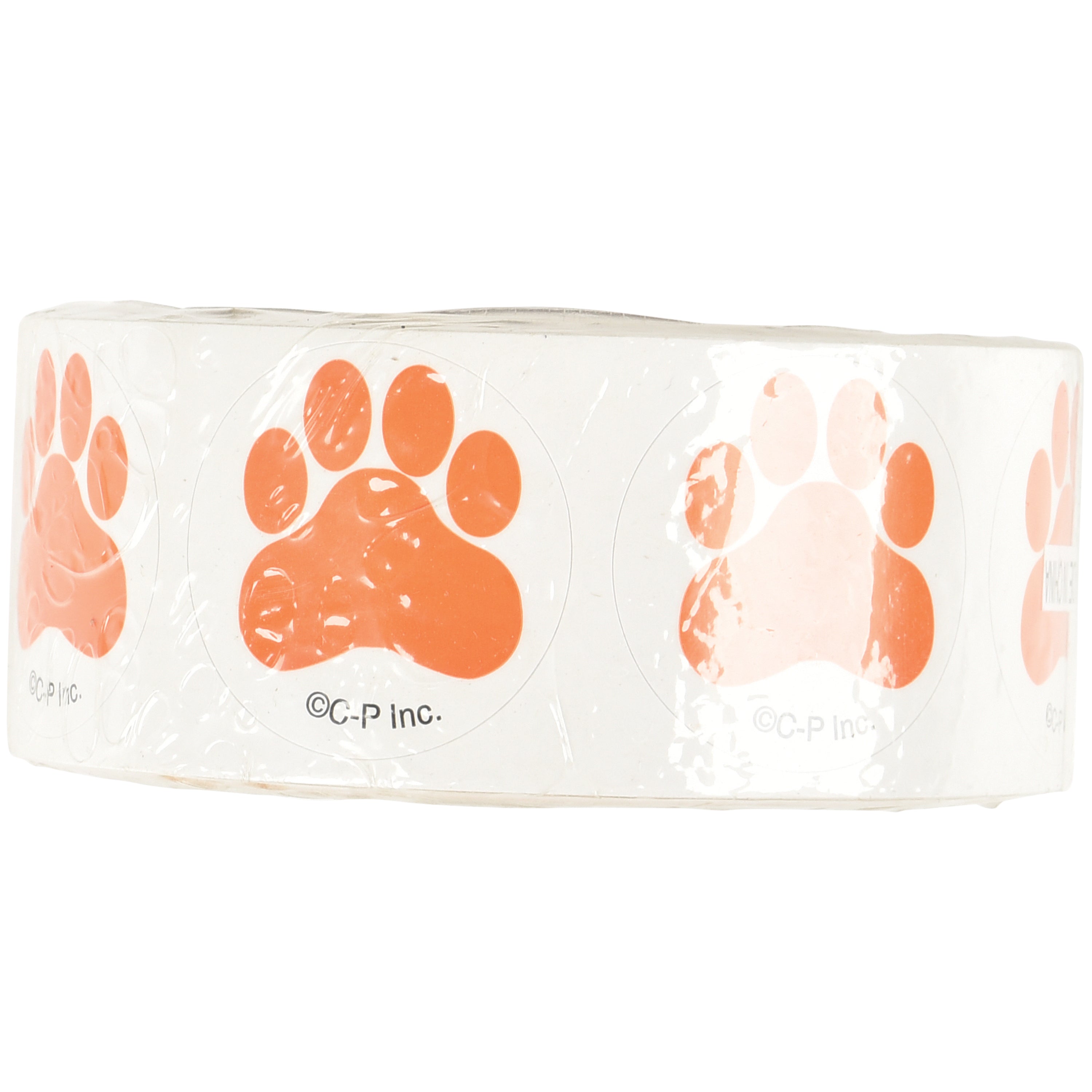 orange paw print stickers on a white background