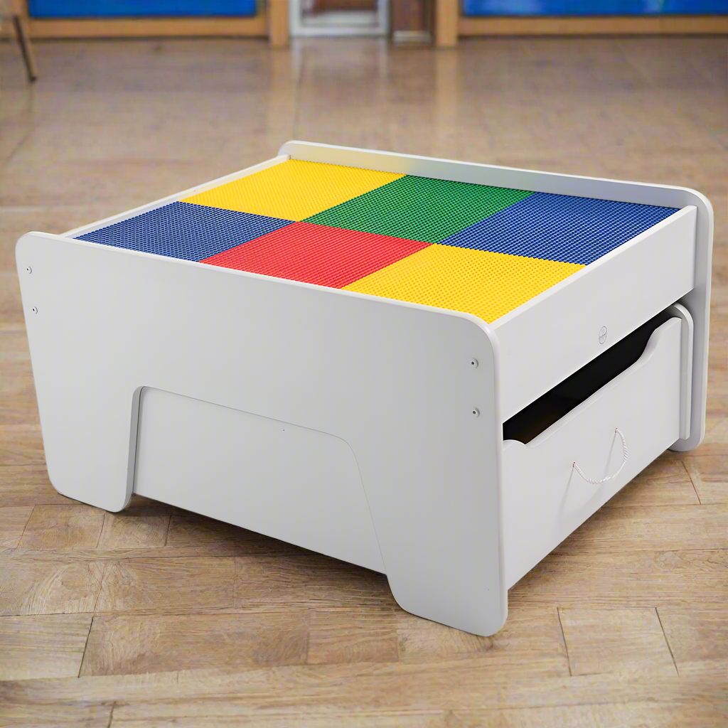 Preschool Building Brick Activity Table with Storage Drawer