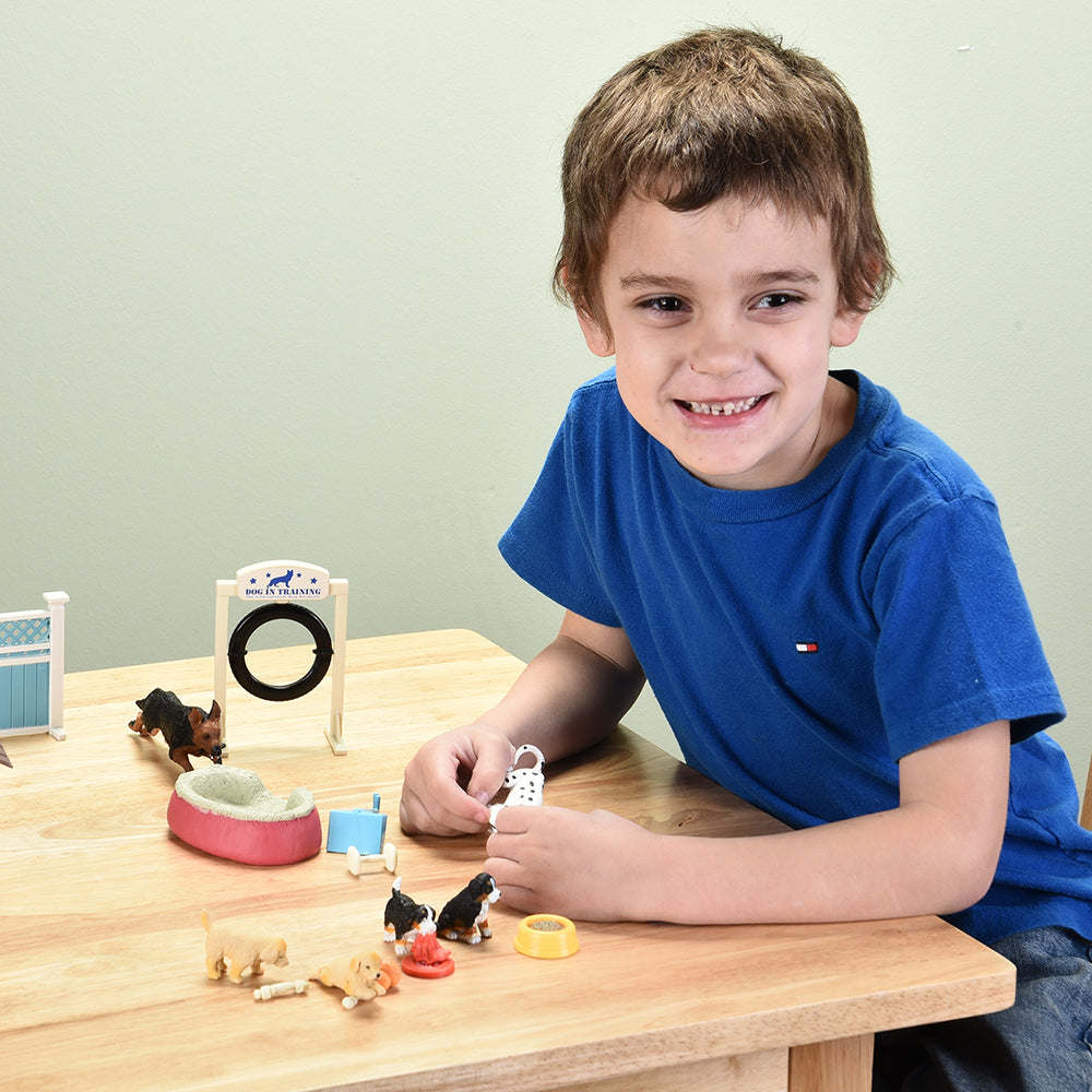 Kid Playing With Dog Academy Playset