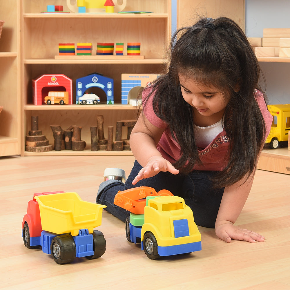 Kid Interacting with Durable Tough Trucks