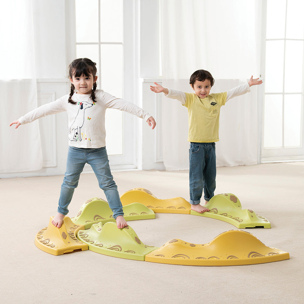 Two Kids Engaging with Himalayas Balance Path in the Classroom