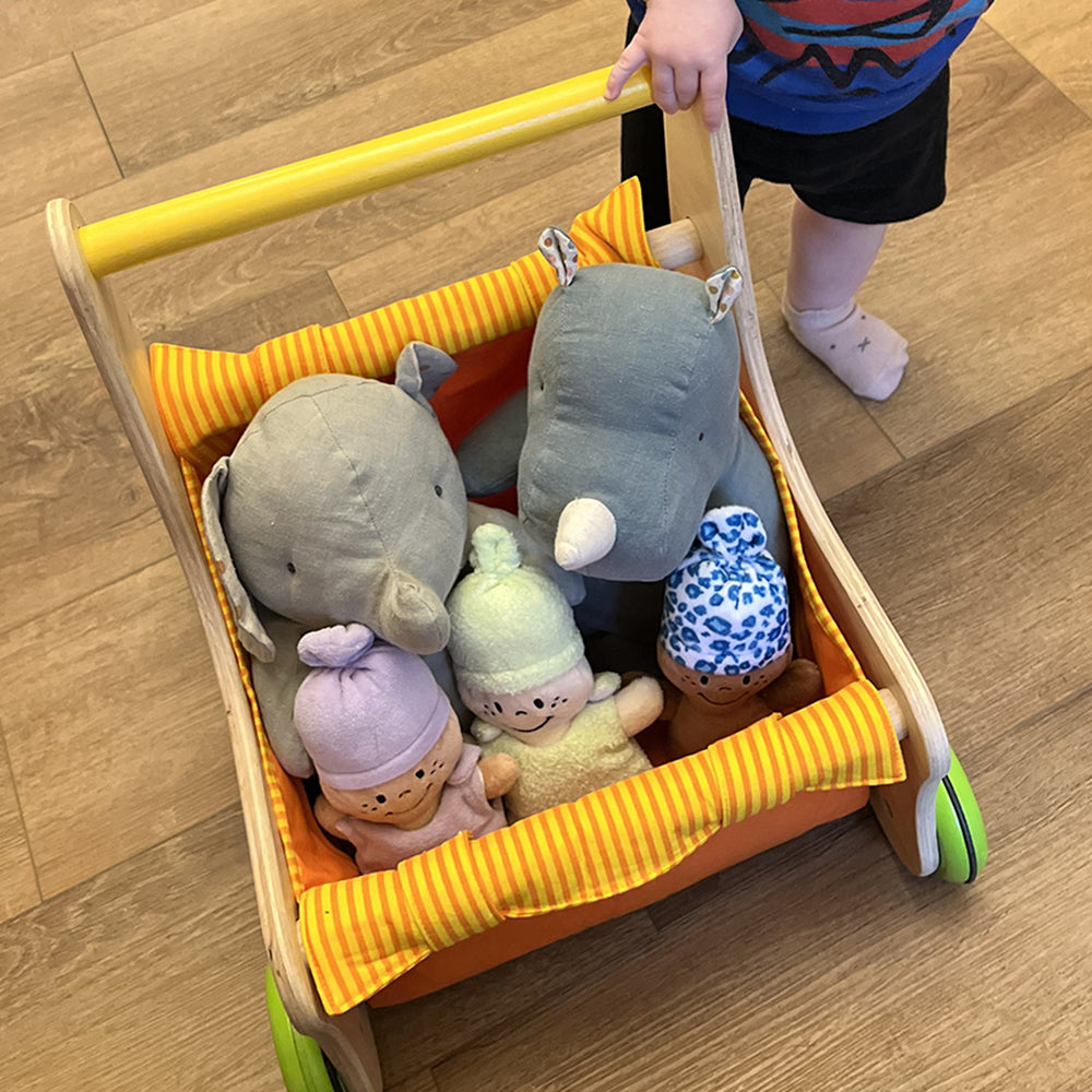 Beginner's Wooden Push Buggy with Safe Storage