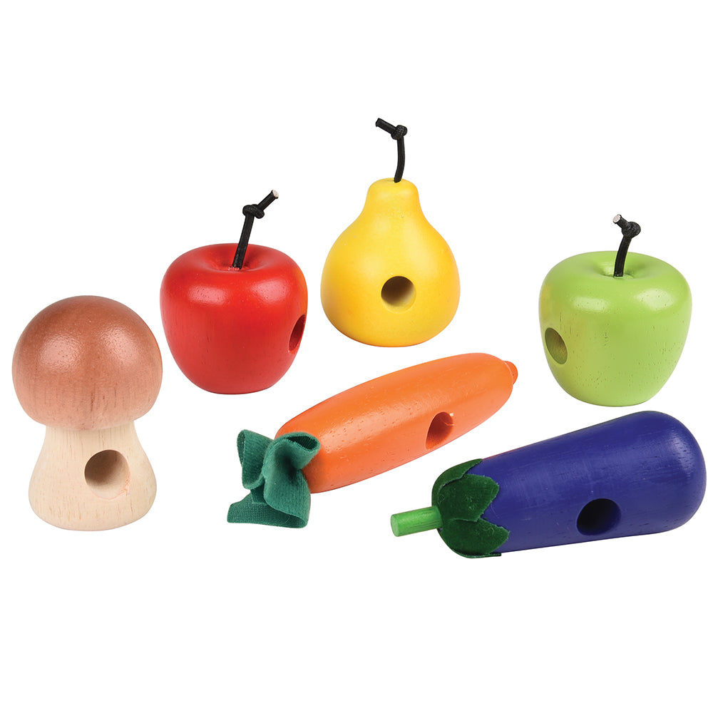 Six Different Wooden Fruits & Veggies