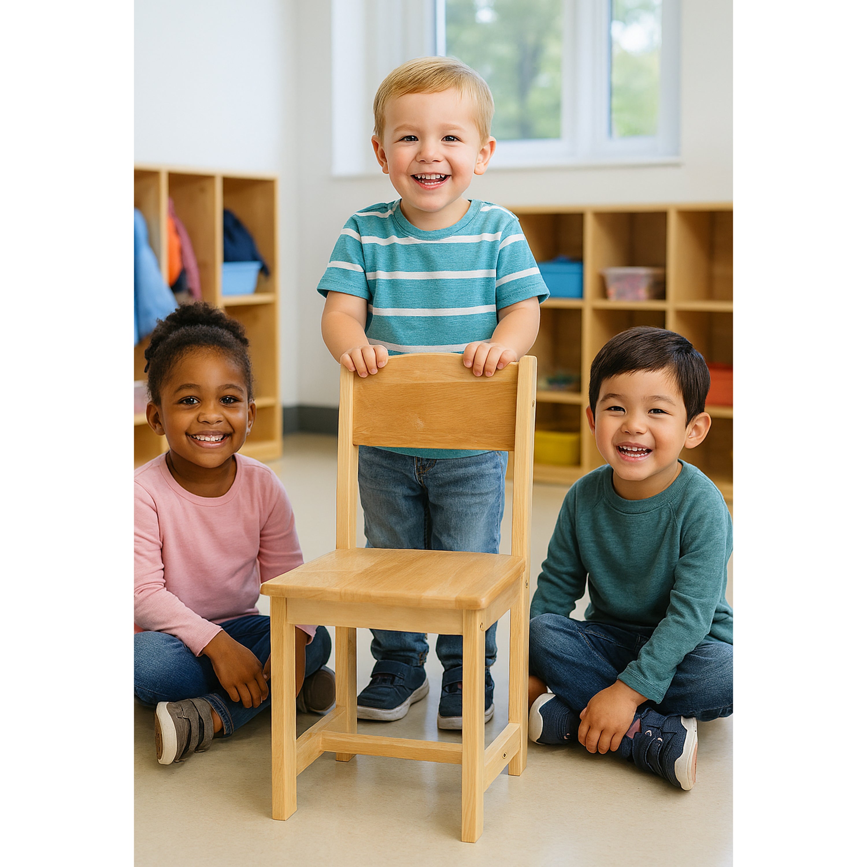 Solid Hardwood Child-Sized Chair | 12" Seat Height, Durable & Safe Classroom Seating