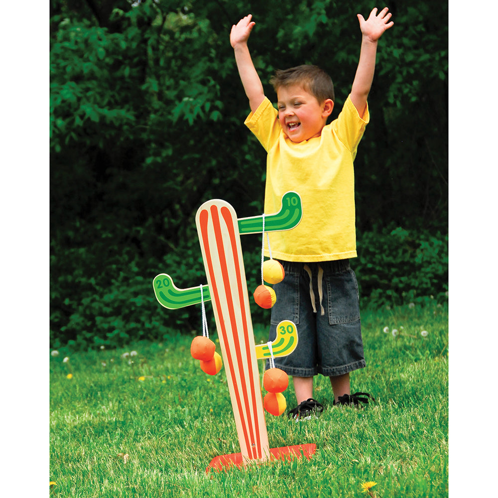 Kid with Cactus Tossing Game | Wooden Hand-Painted Target Game