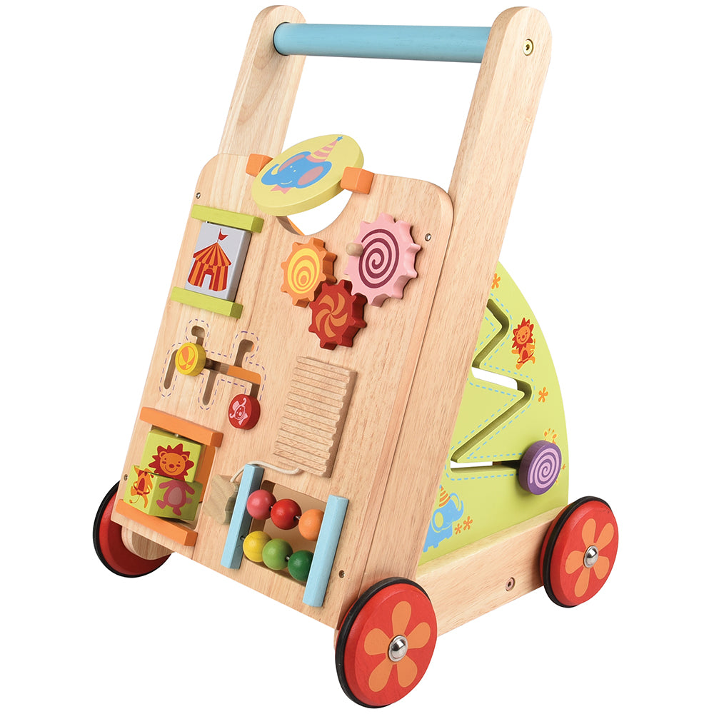 Solid Wood Activity Walker for Toddlers Encourages Movement