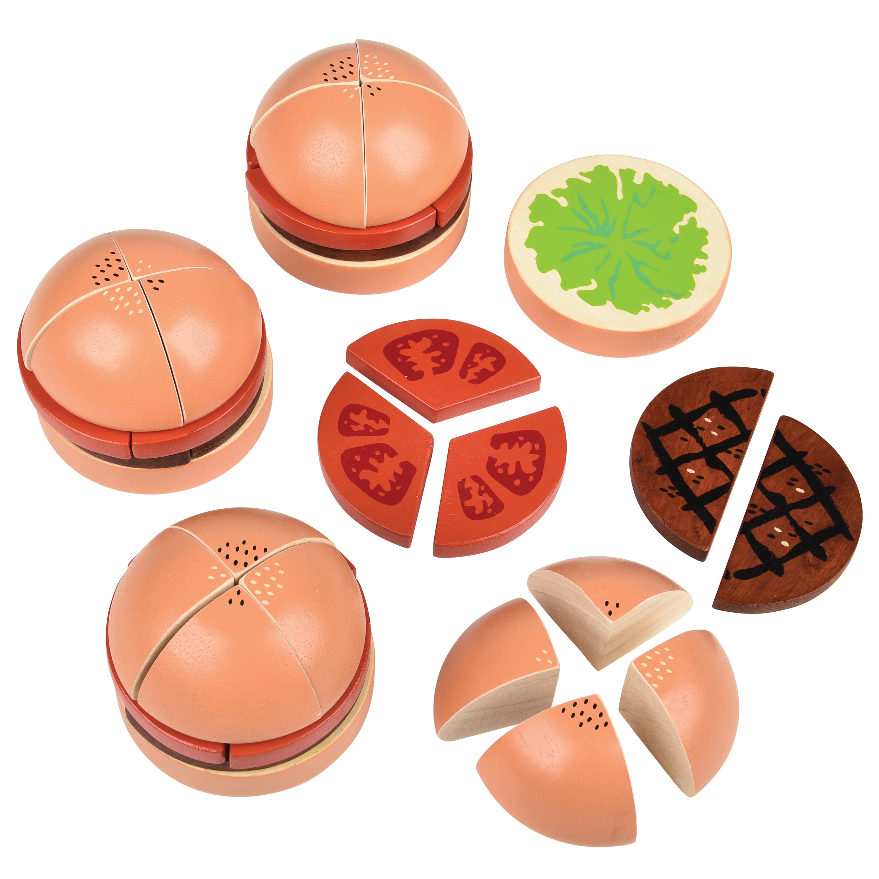 Wooden Fraction Burgers - 40 pieces Montessori Inspired
