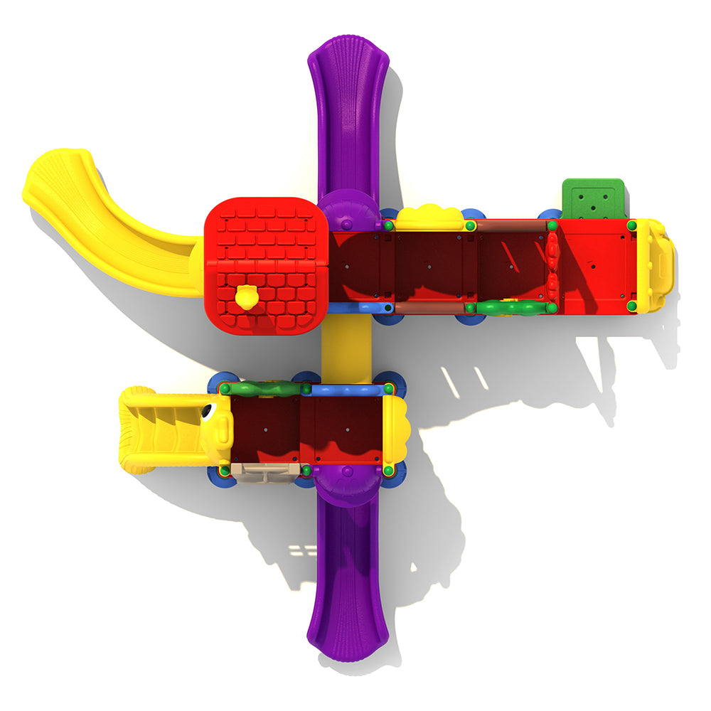 Top View of Rainbow Cottage Preschool Playground Structure | Scaled-Down School-Age Elements for Ages 2-5