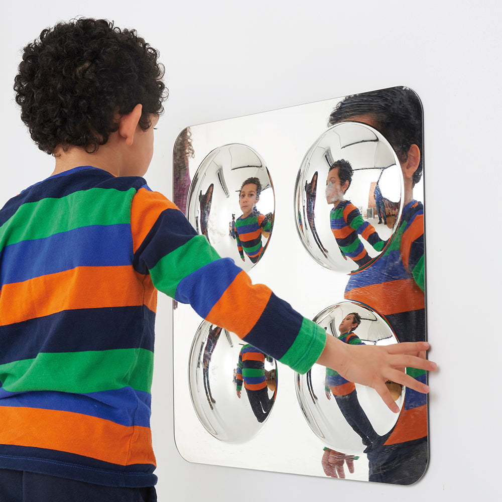 Kid Engaging with Acrylic Wall Bubble Dome Mirror