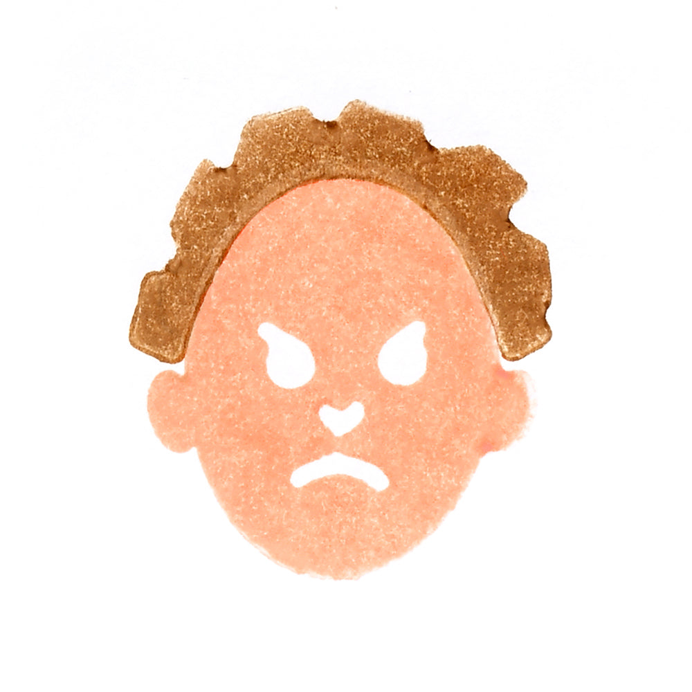 Mad Face with hair Stamped on Paper