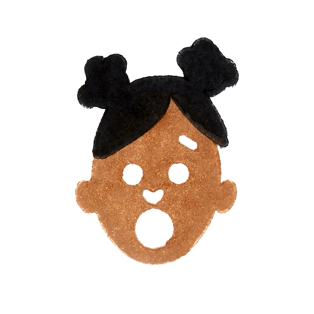 Surprised Face with Pigtails Stamped on paper