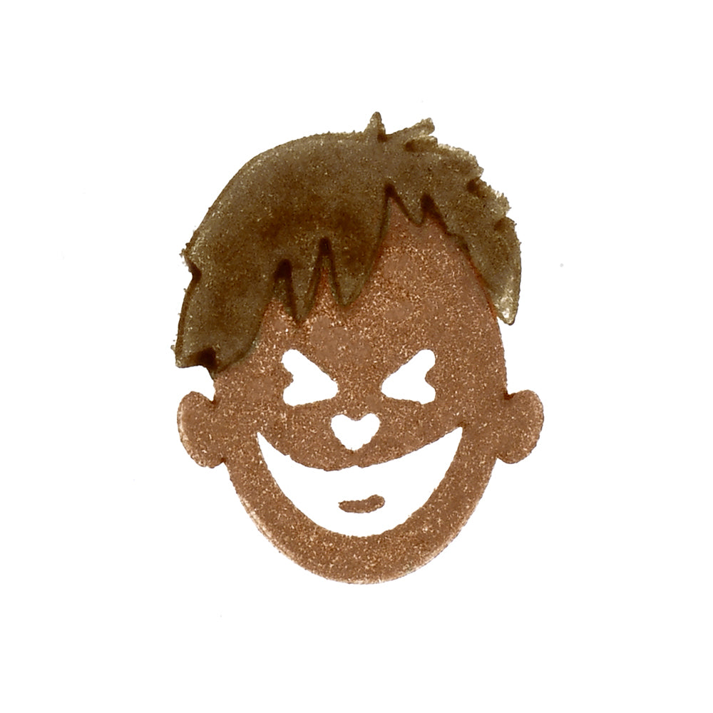 Laughing Face with hair Stamped on paper