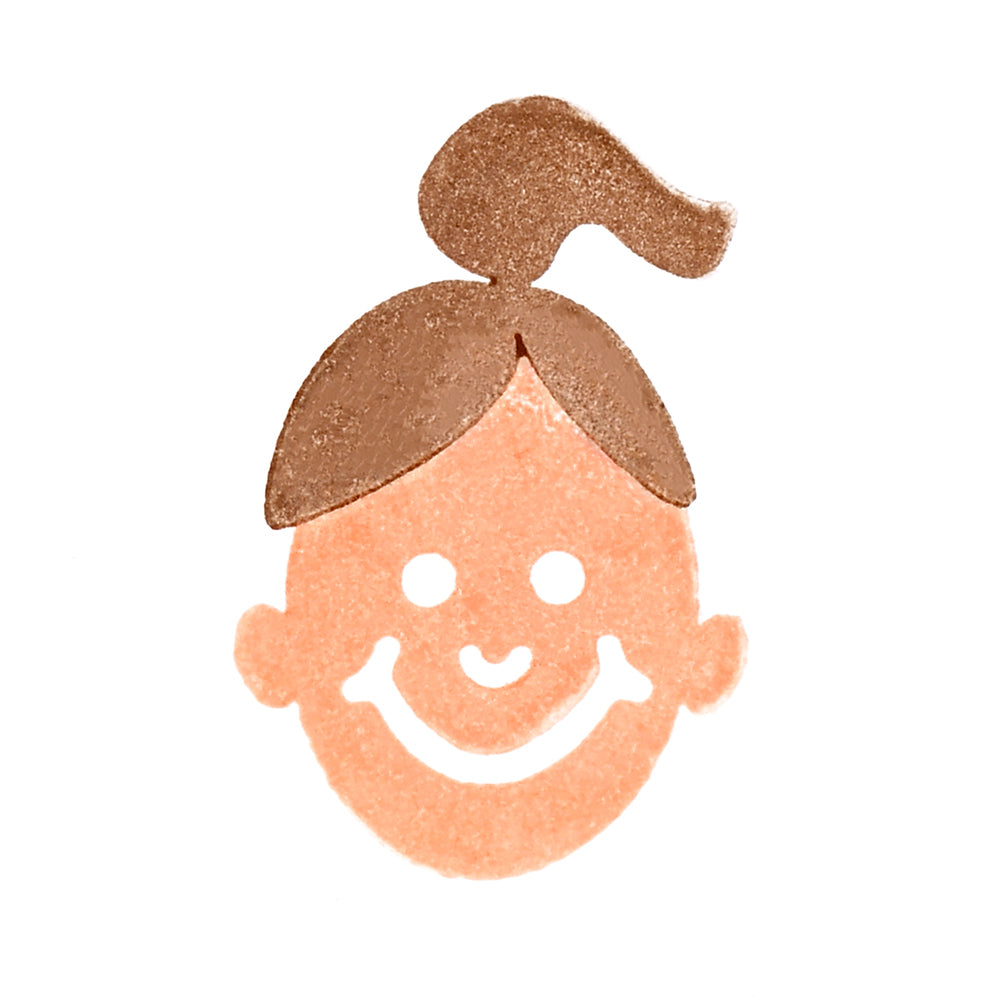 Happy Face with Pony Tail Stamped on Paper
