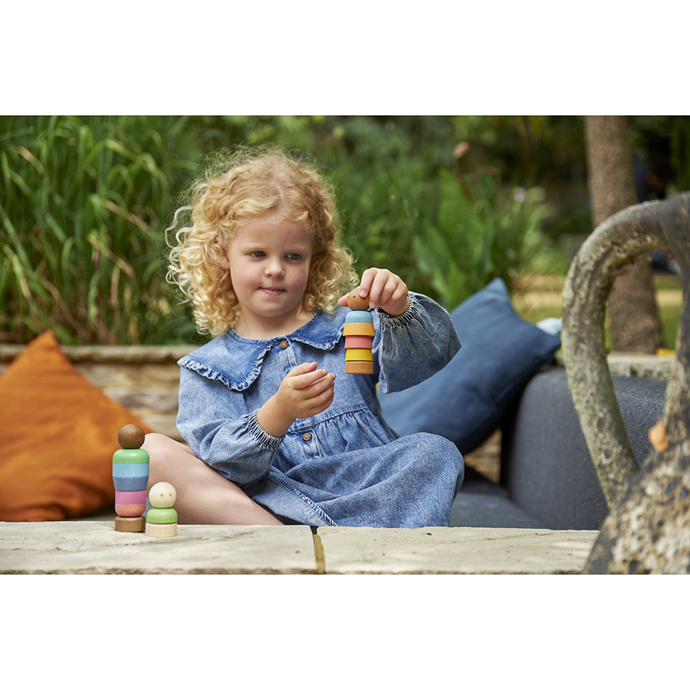 Pretend Play with Wooden Rainbow Community People Set