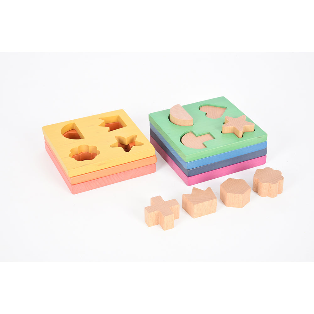 Discovering Shapes with Rainbow Wooden Shape Stacker