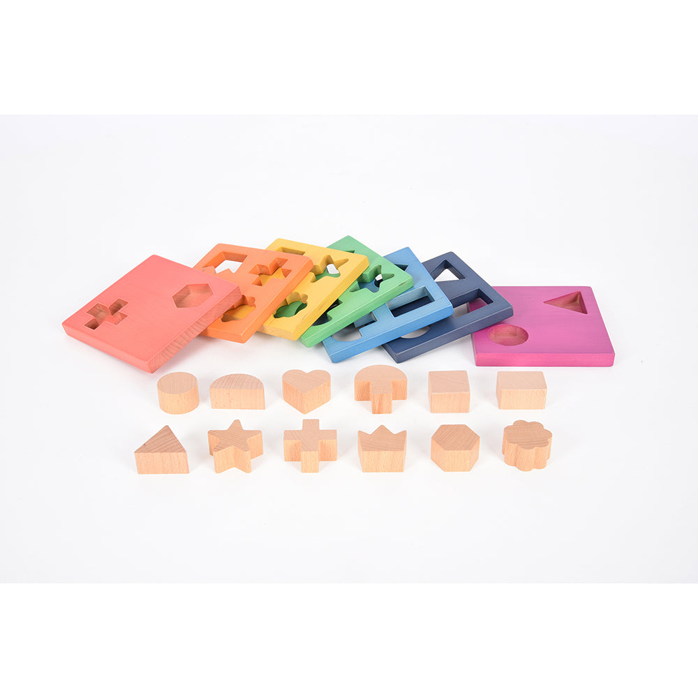 19 Piece Rainbow Wooden Shape Stacker