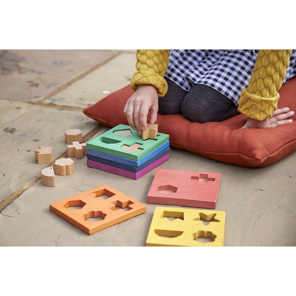 Shape Exploration with Rainbow Wooden Shape Stacker