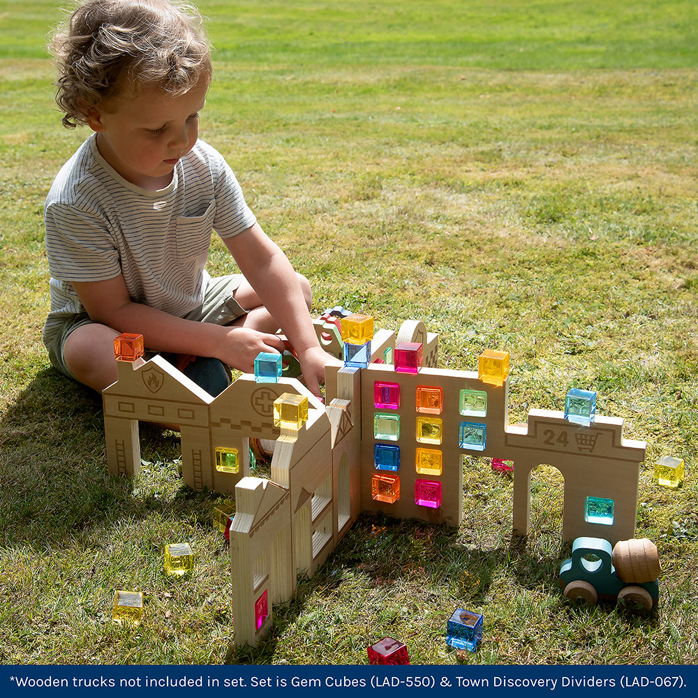 Kid Engaging with Color & Light Town Builder Set