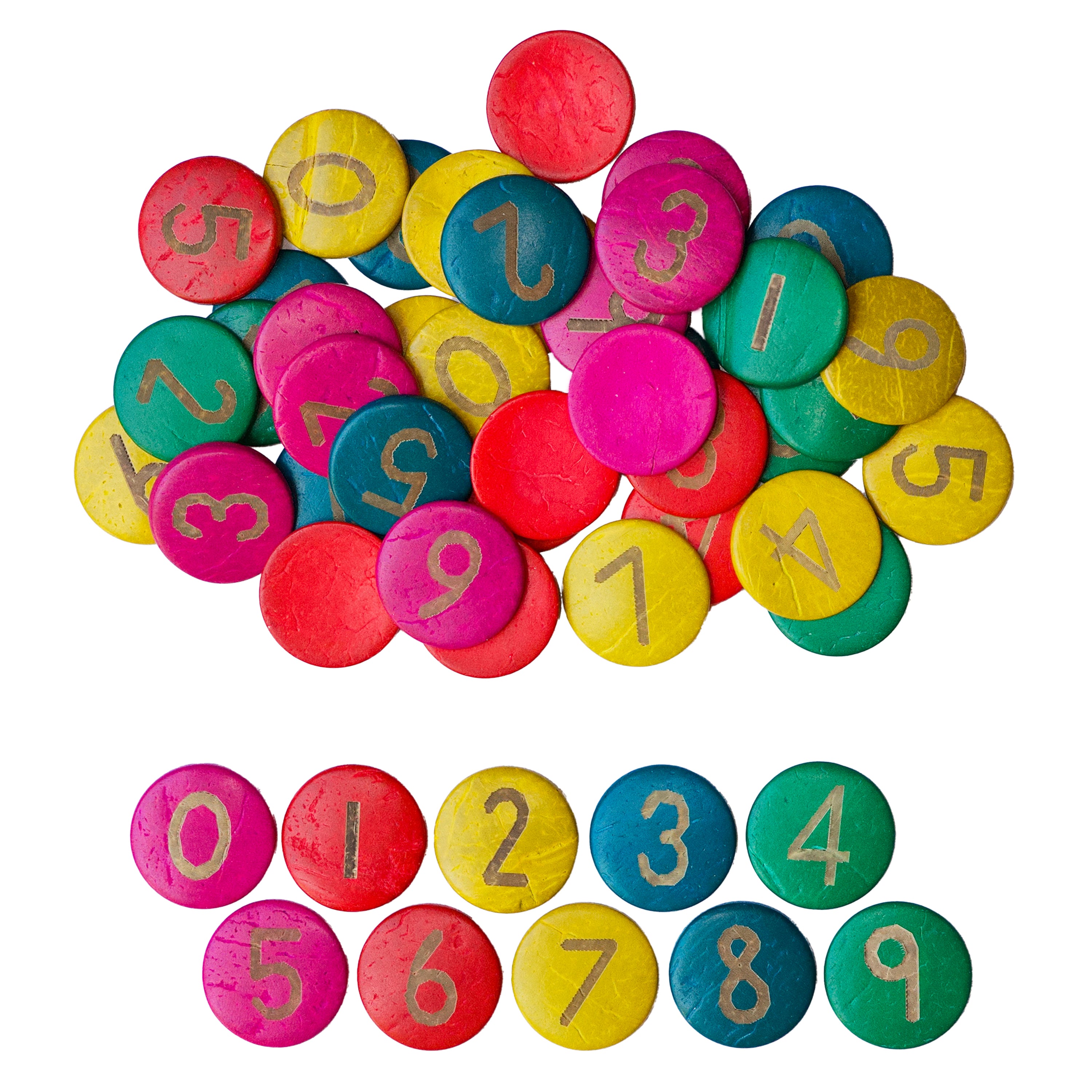 Colorful buttons with numbers on a white background