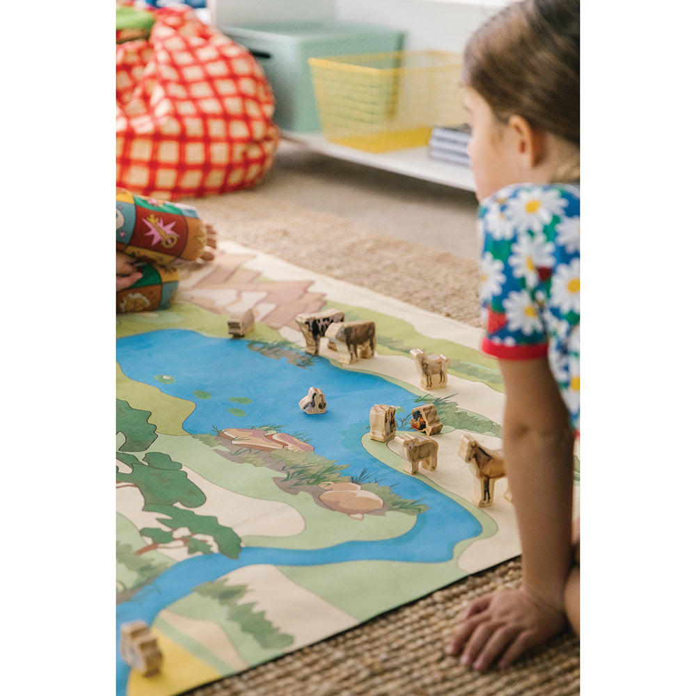 Block Play with Adventure Play Mat