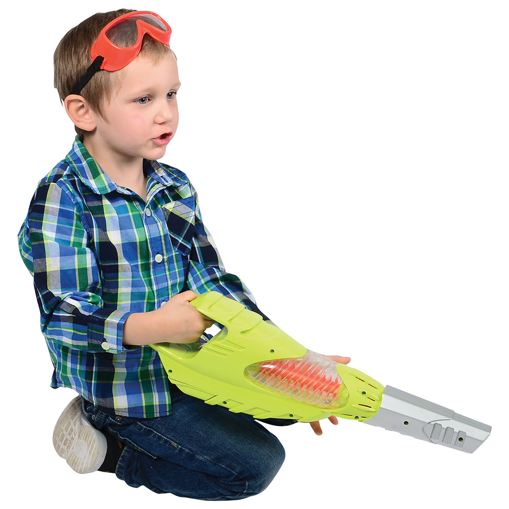 Kid Playing With Realistic Leaf Blower