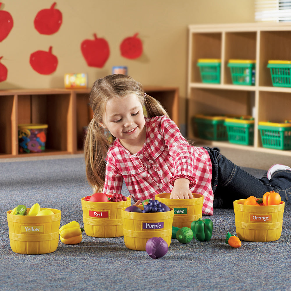 Kid Sorting Colors with Farmers Market Activity Set