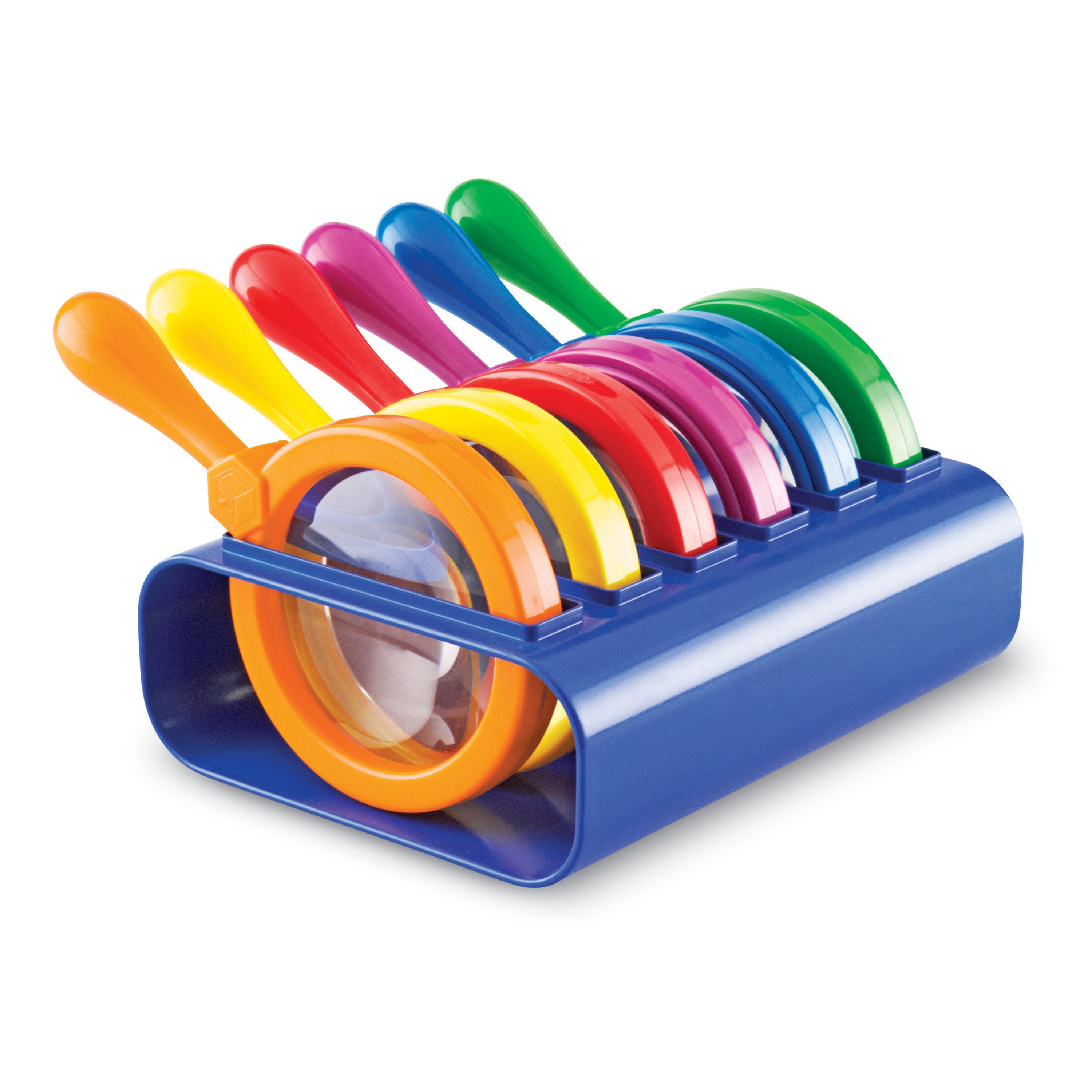 E-Z View Magnifiers with Stand – Set of 6 Rainbow Handheld or Hands-Free Magnifying Glasses, 4.5x Magnification, Special Needs & STEM Learning